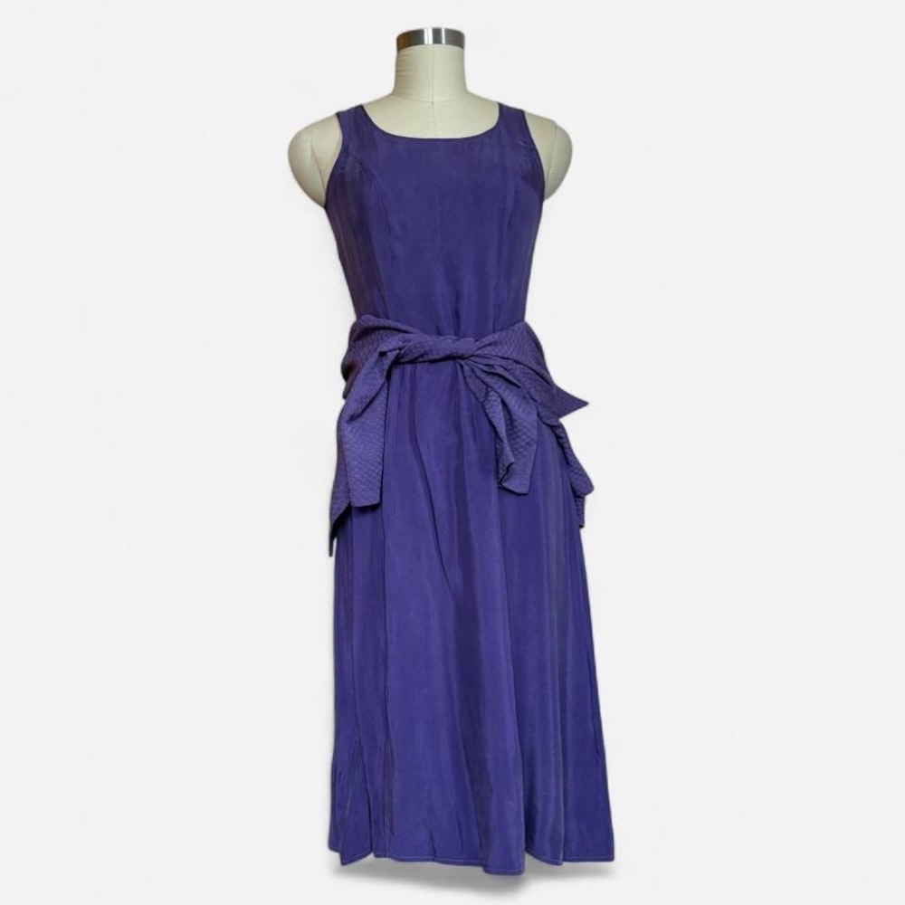 Wild Rose 90s Dress‎ Set Purple Scoop Neck Midi Maxi Matching Jacket Skirt S 4